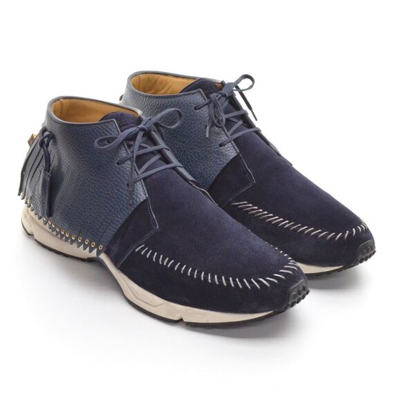 Men Buscemi Gladiator Navy Suede Fringe Mid Sneakers 44